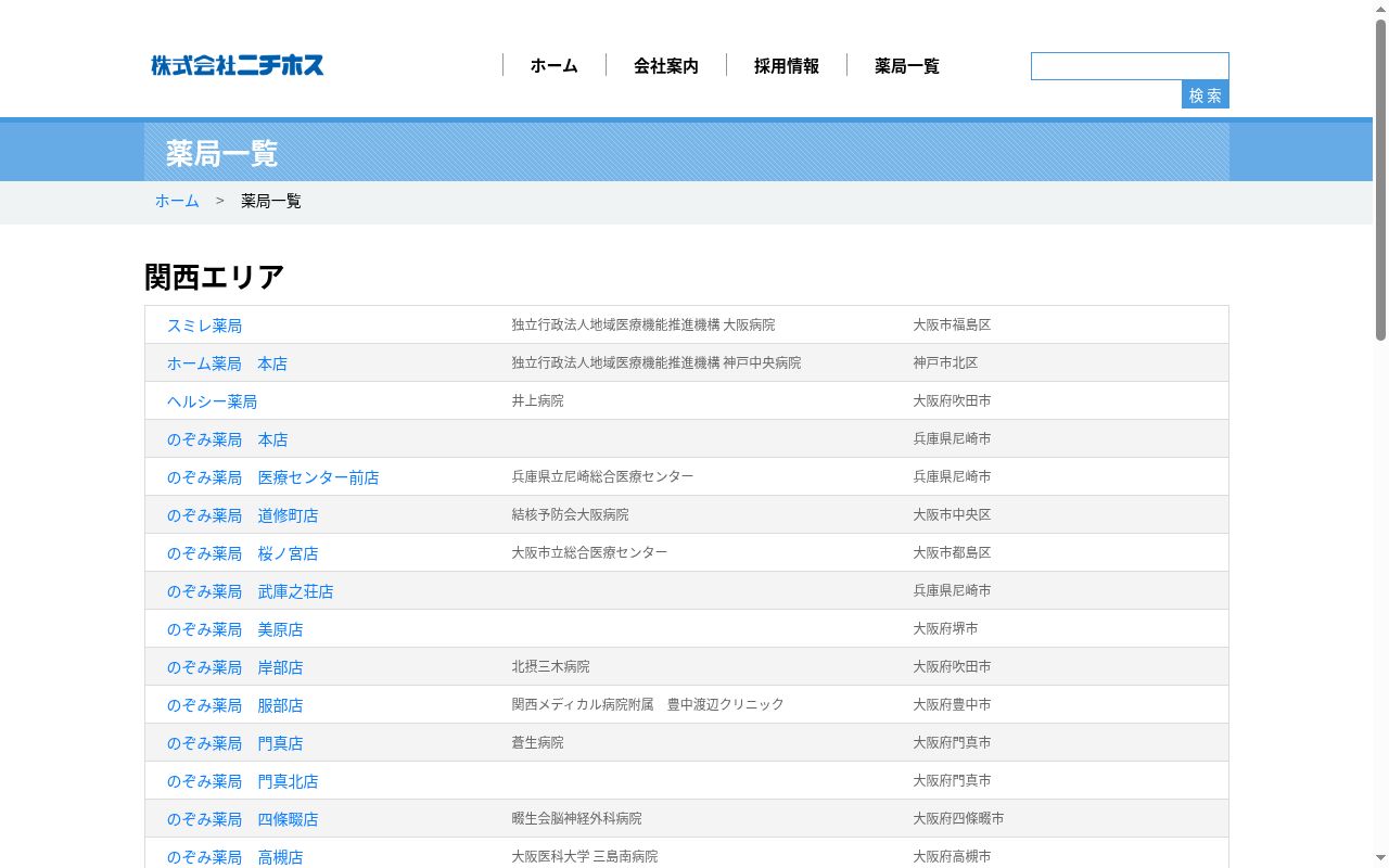 のぞみ薬局 本店の公式サイトのスクリーンショット