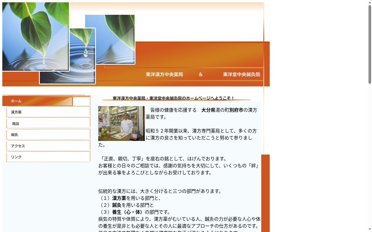 東洋漢方中央薬局の公式サイトのスクリーンショット
