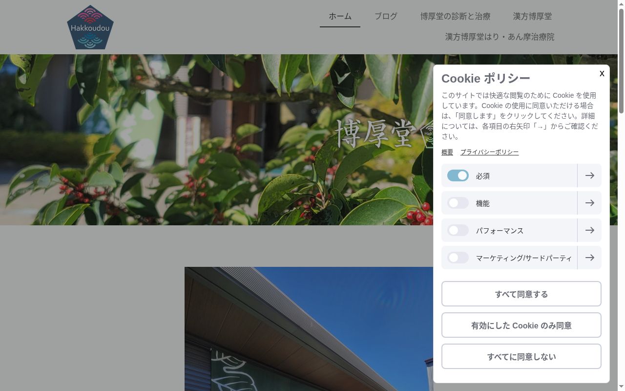漢方博厚堂薬局の公式サイトのスクリーンショット