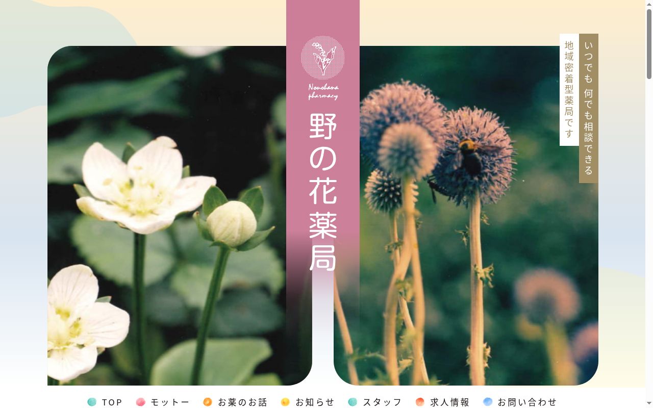 野の花薬局の公式サイトのスクリーンショット