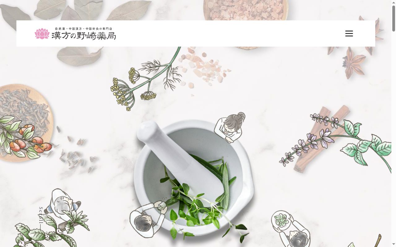 (有)漢方の野崎薬局の公式サイトのスクリーンショット