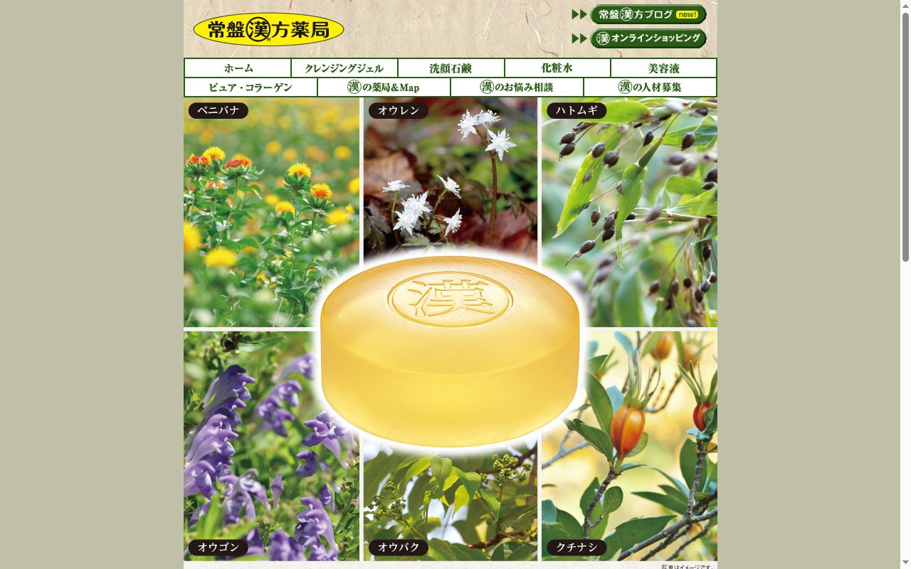 常盤漢方薬局の公式サイトのスクリーンショット