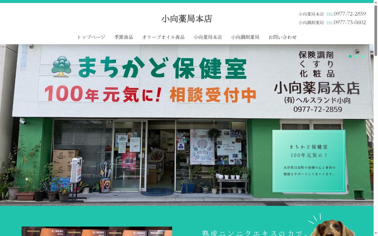 小向調剤薬局の公式サイトのスクリーンショット